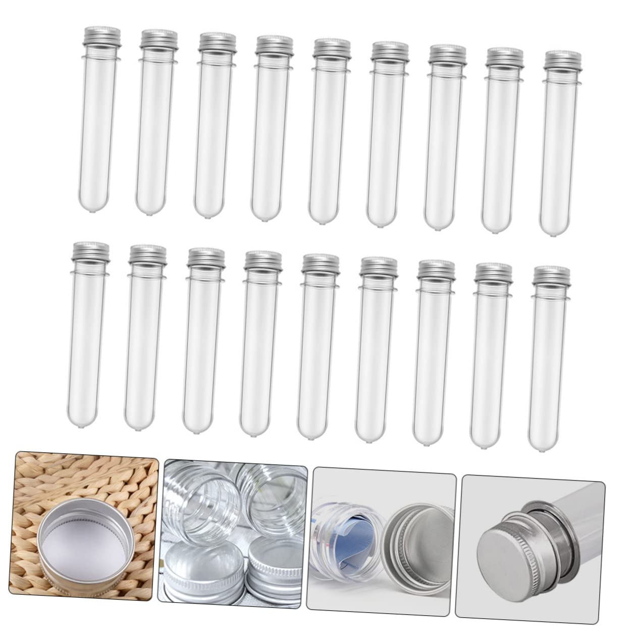Healvian 50 Piezas Frascos de Tubo de Ensayo Transparentes para Baño y Dulces Tubos de Almacenamiento de Pet