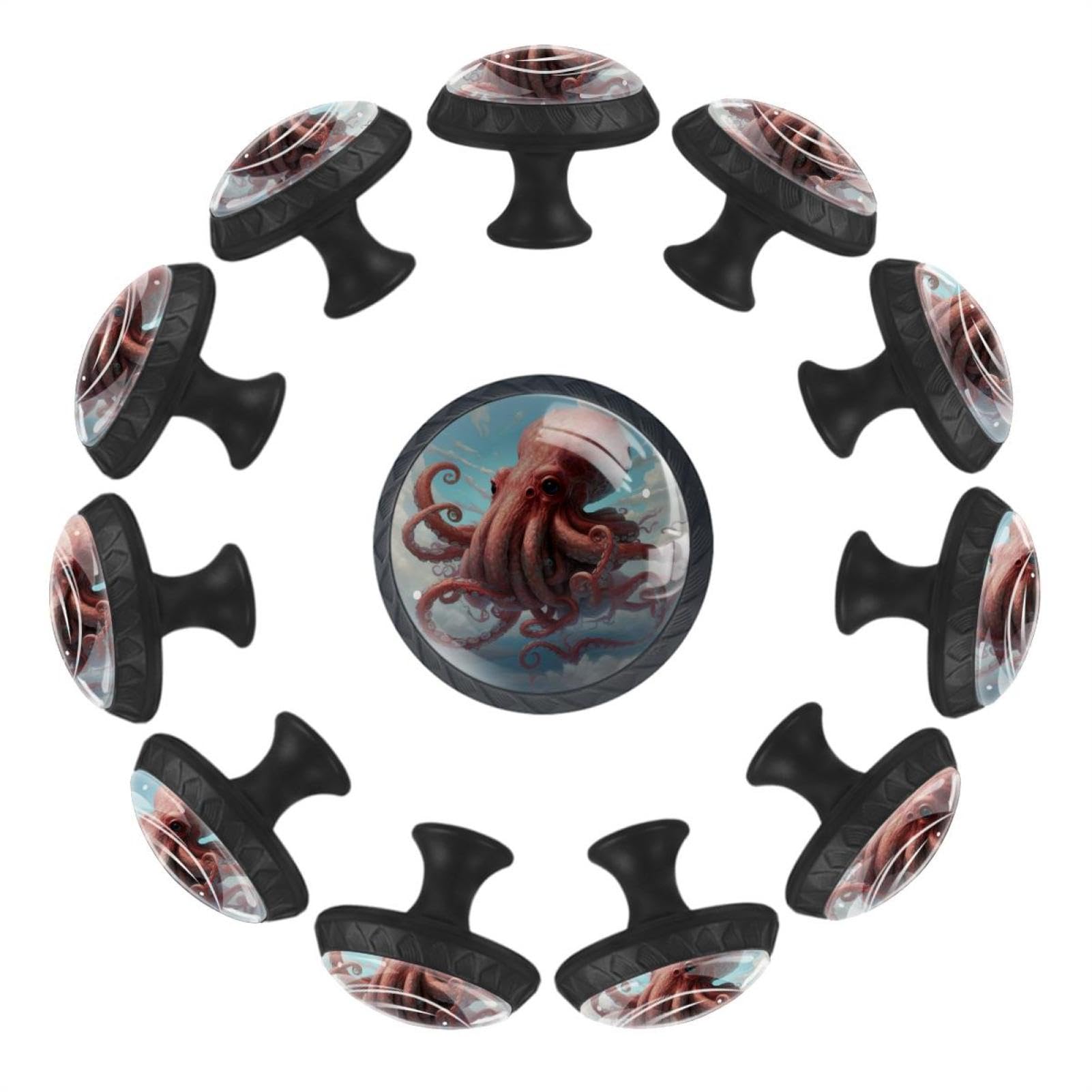 Bouton de tiroir en verre pieuvre x12 pour relooker un meuble fade