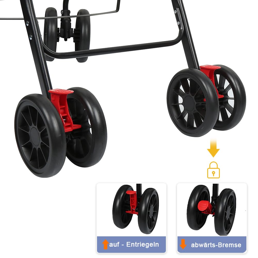 Homewell Faltbarer Hundebuggy für Hunde, Haustiere Buggy, Hundewagen mit abnehmbarer Transportbox, Getränkehaltern, Ablagefach und Netzfenstern, Klappbar, bis 20 kg (Grau)