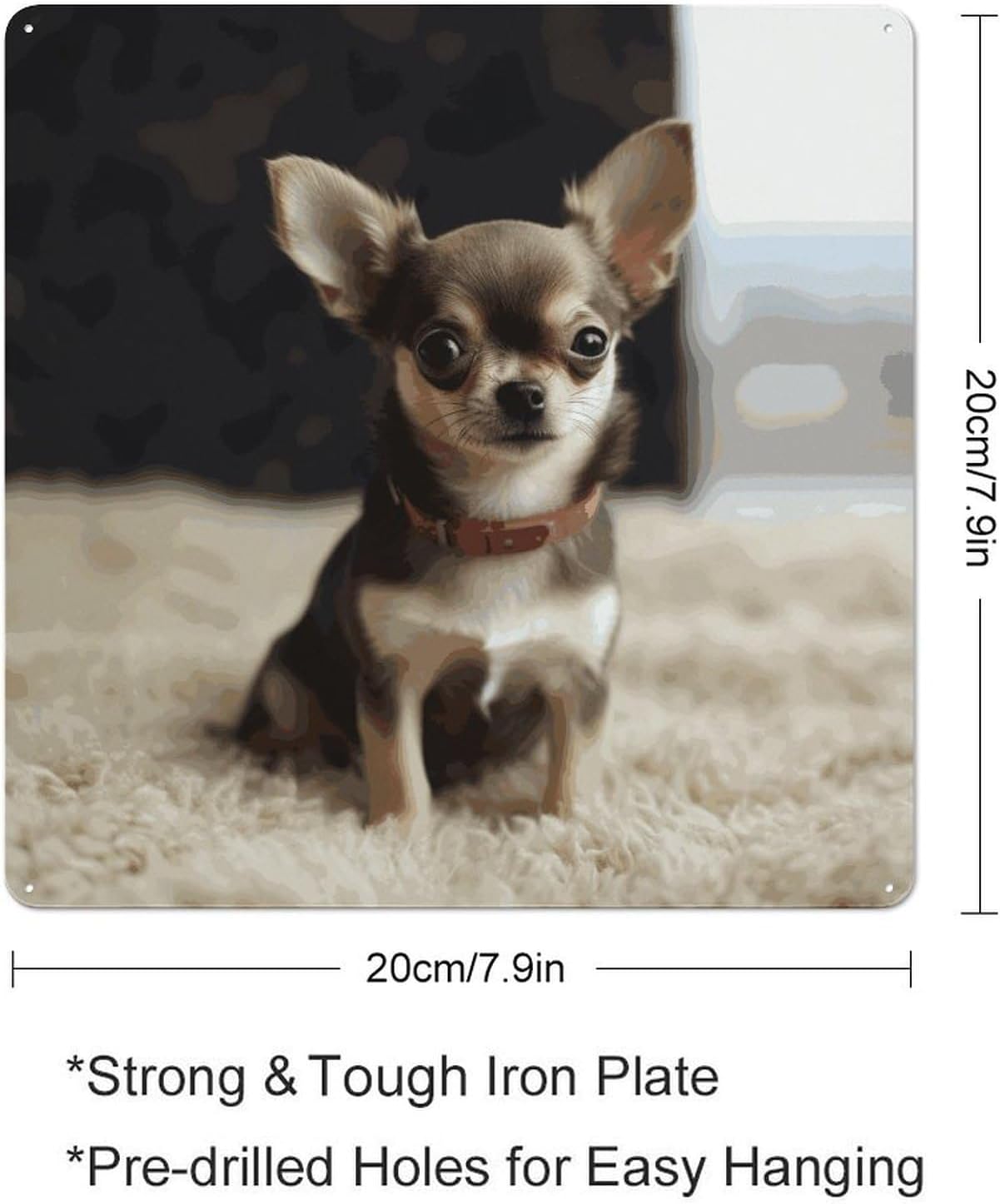 Cute Chihuahua Square Iron Wall Decor Vintage Farmhouse image 2