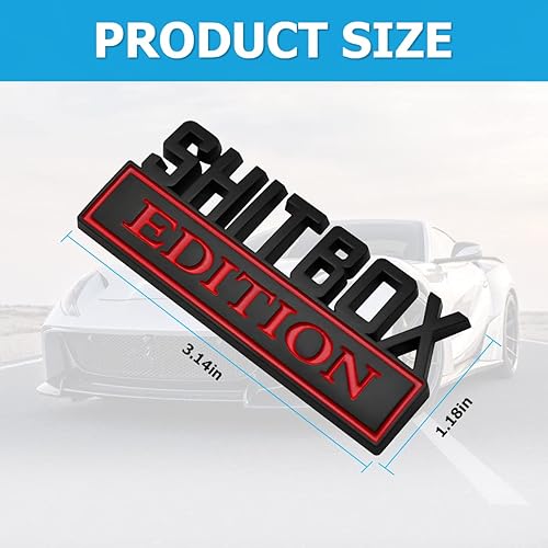 Miniatura 2 de AICEL Shitbox Edition Emblema de coche, calcomanía de repuesto para guardabarros 3D, calcomanía de metal personalizada para puerta trasera del