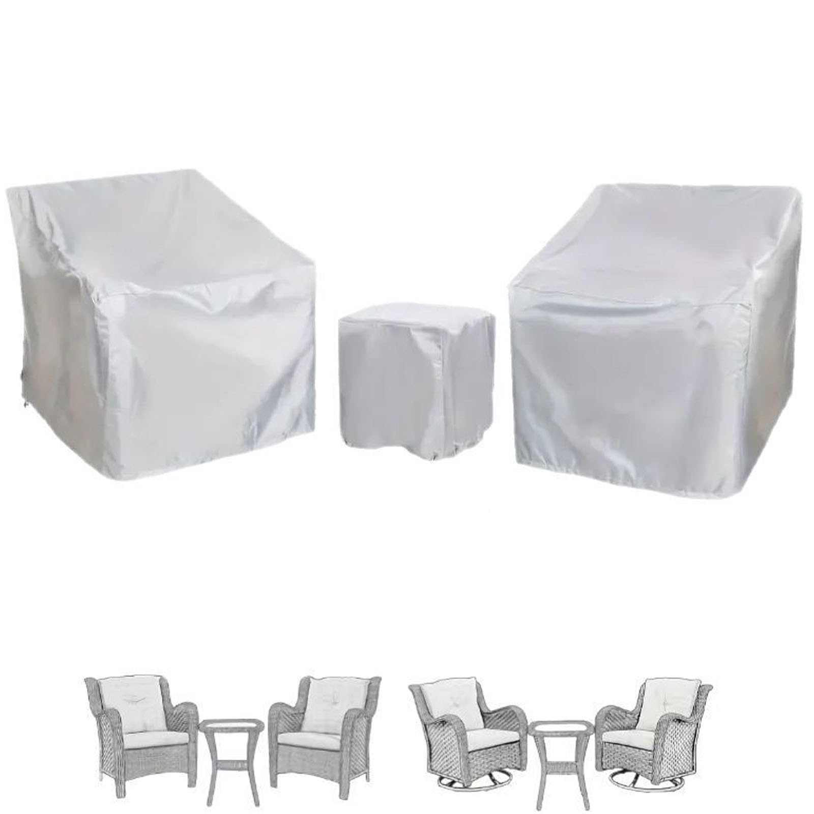 Funda para sillas de ratán de jardín pack 3 unidades impermeables color plata