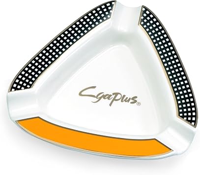 Cigar Ashtray Triangle Classic Ceramic Large Ashtray for Outdoor Home Office Outside Patio White