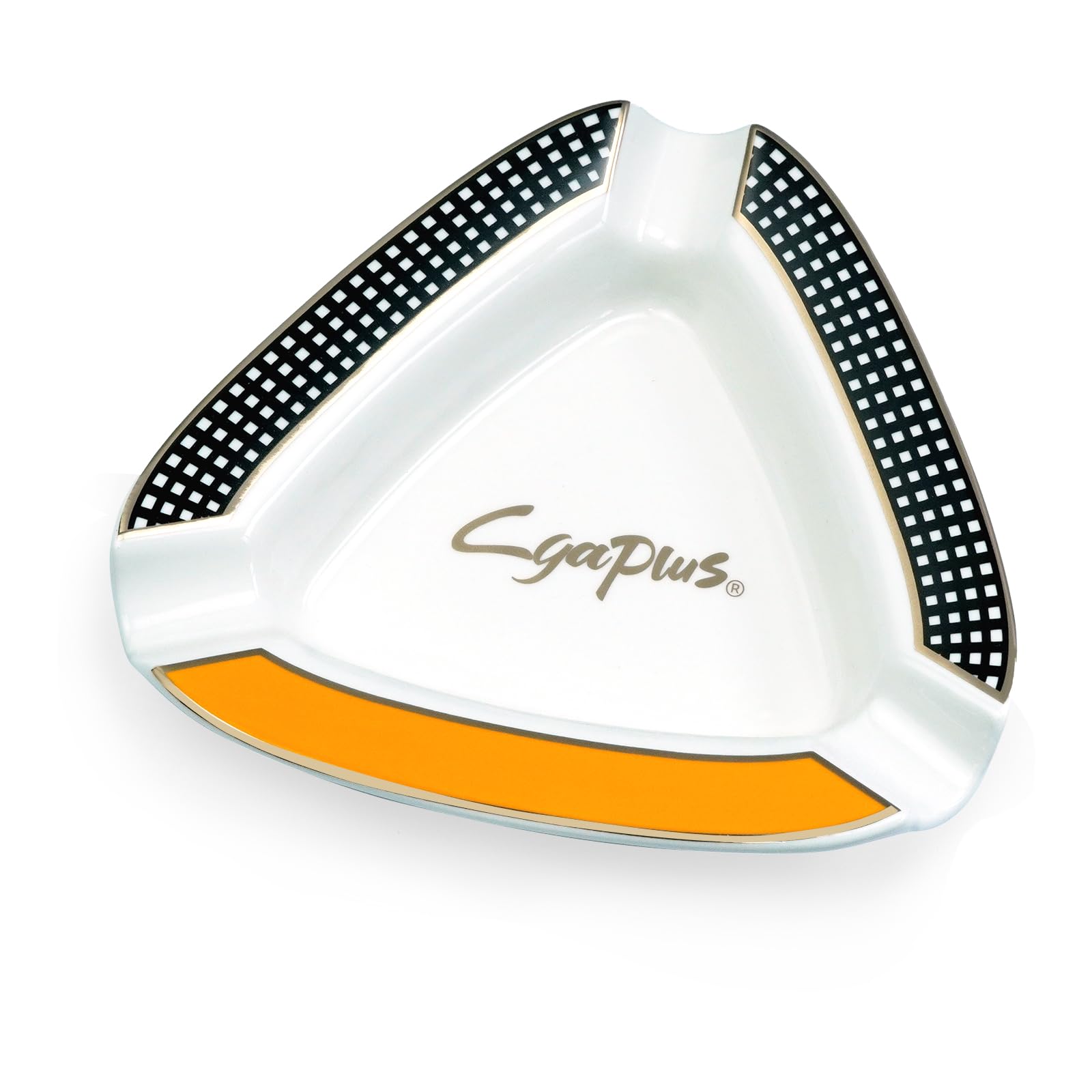 Cgaplus White Cigar Ashtray Triangle Classic Ceramic Large Ashtray For Outdoor Home Office(White)
