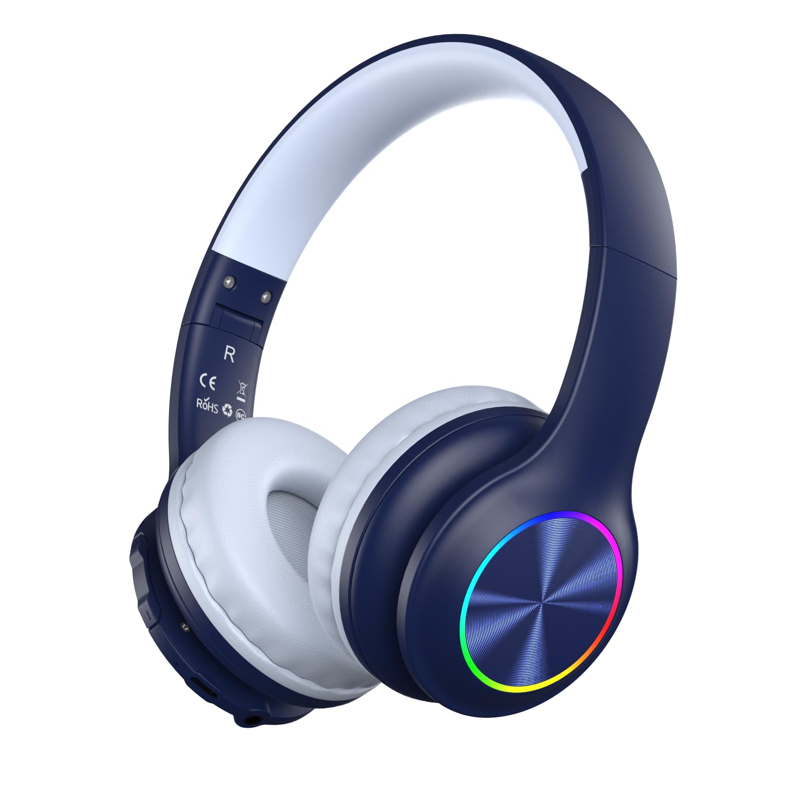 Candy Bila Kids Bluetooth 6.0 Headphones with LED Light, 85Hours Playtimes, Type-C Fast Charging, 85/94dB Volume Limited, Comfort Wireless Headphones