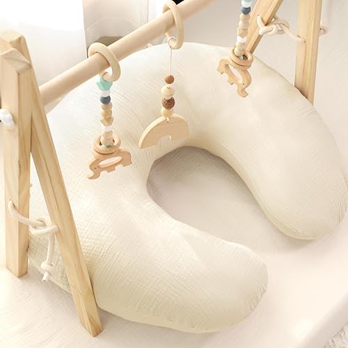 Miniatura 6 de Hooyax Fundas de almohada de lactancia de muselina solamente, fundas de lactancia suaves y transpirables para almohadas de lactancia, adorable funda
