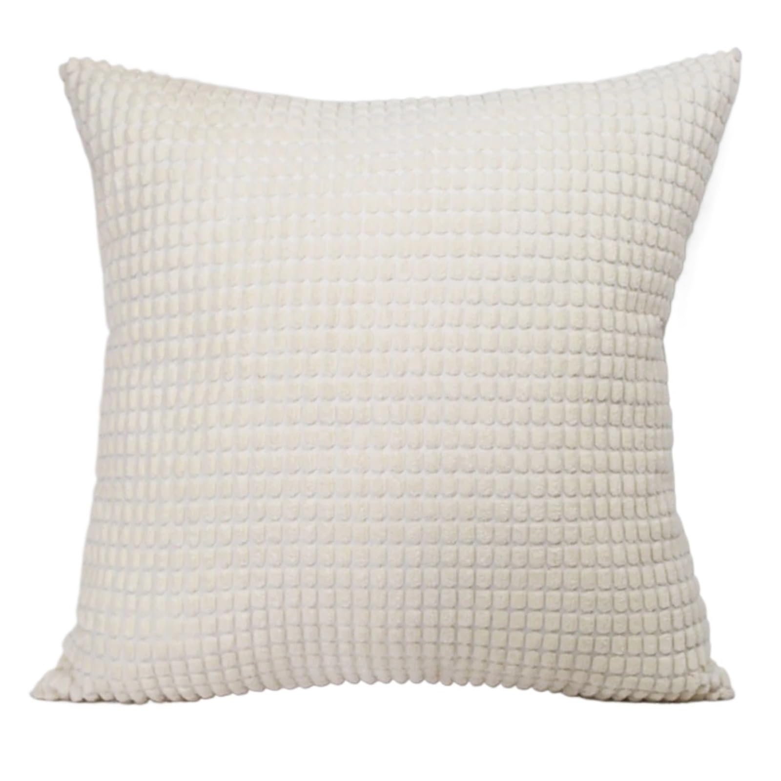 BFLCWSTD Cushion Covers Corduroy Big Corn Kernel Plush Cushion Cover Sofa Pillow Home Bed Decoration(White)