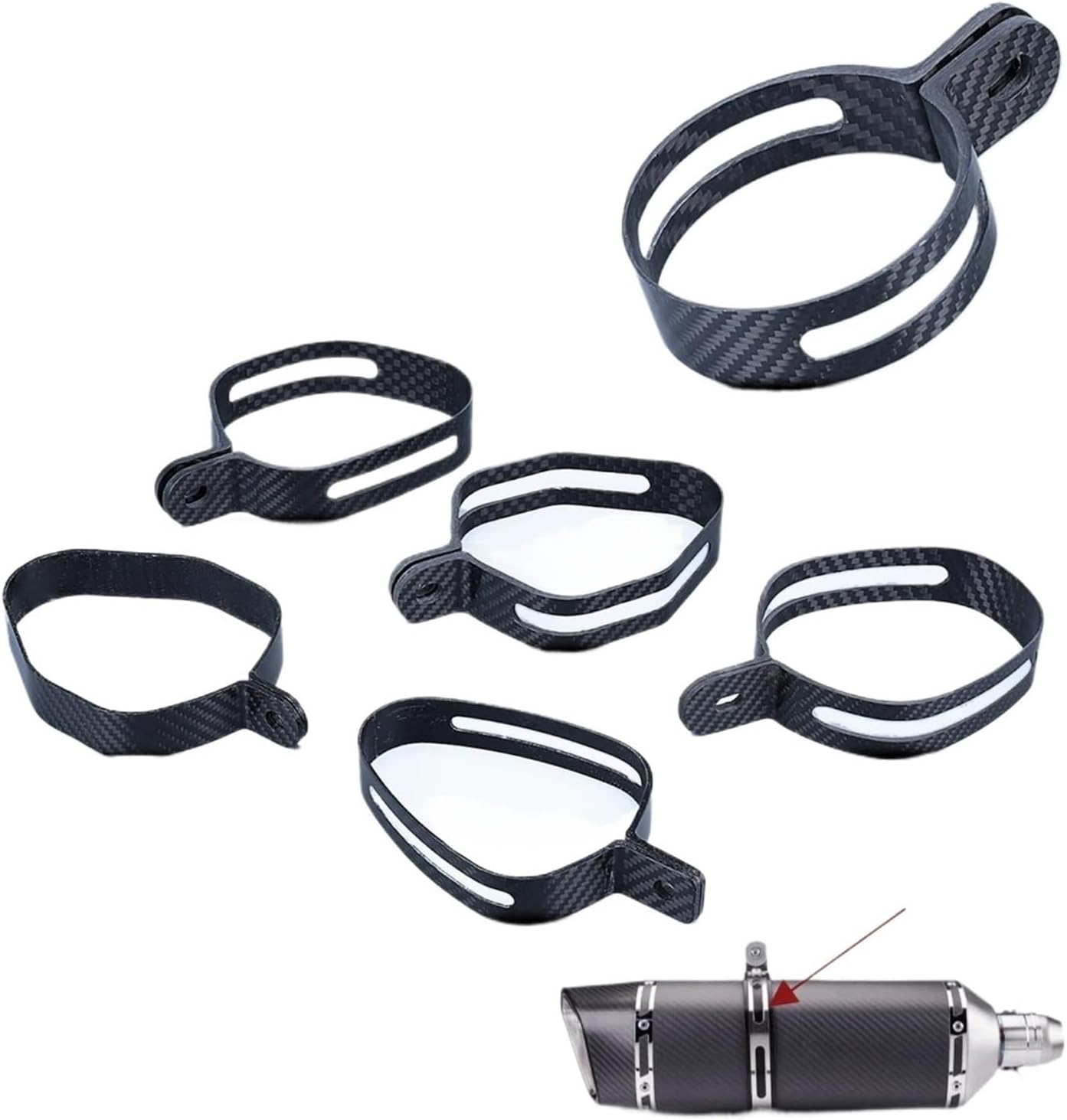 Motorcycle Exhaust System Modification Carbon Fiber Clamp Bracket Fixing Ring Hanger With Moto Accessories(Type F)
