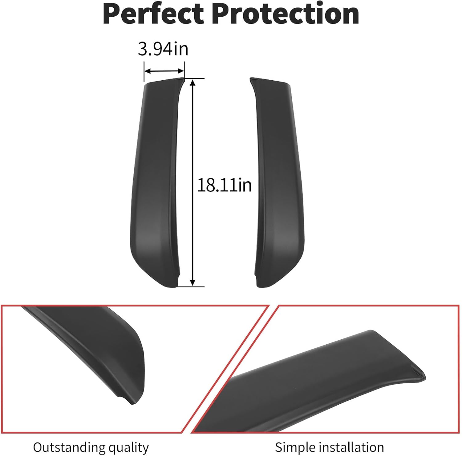 JWWY for 4Runner Tailgate Rear Back Trunk Door Window Cover Trim Compatible with 2010-2025+ Toyota 4Runner Exterior Accessories, 2pcs Matte Black
