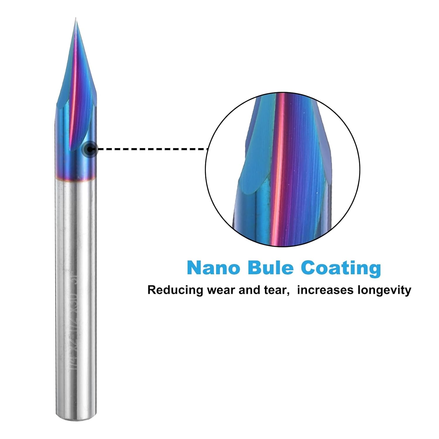 uxcell 2 Pcs 30 Degree V Groove Engraving Router Bit for CNC Tip and 3 Flutes 1/4 Inch Shank Carving Bit Nano Coated Carbide End Mill for Carving Engraving