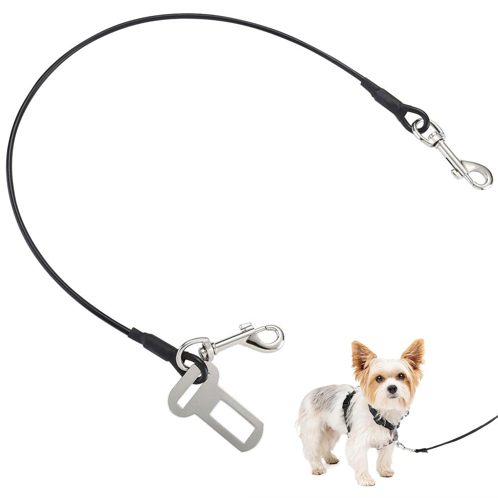 Correa Para Perro Con Cable Para Atar,Correa De Cable De Cadena Para Perros,Cadena Perro Metal,Alambre De Acero Para Mascotas,Arnés De Coche Para Perros,Cinturones De Seguridad Para Perros,Negro,40 cm