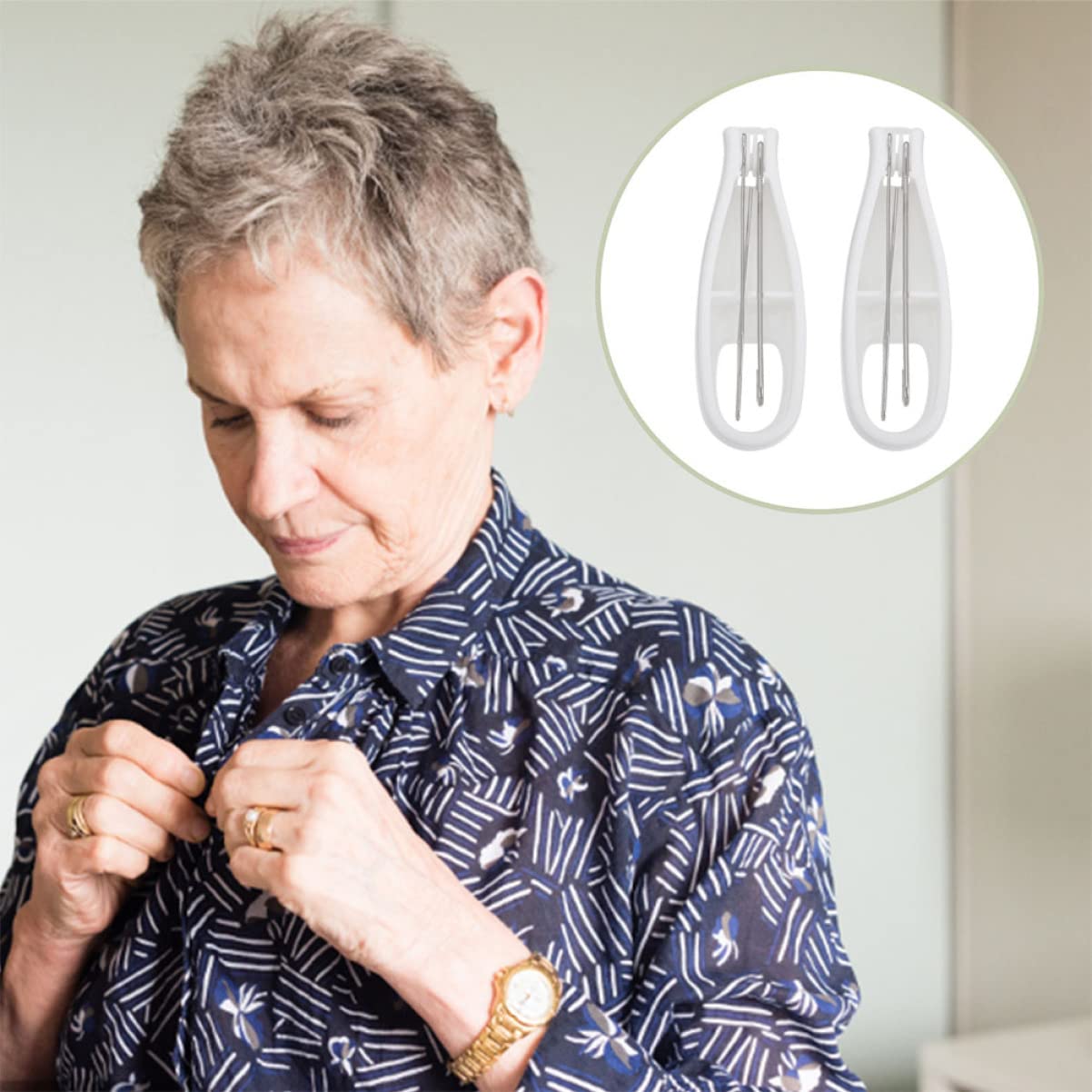 NOLITOY 2pcs Zipper Puller One Hand Buttons Hook Zipper Helper Button Shirts Aid Clothes Wearing Assistance Tool Button Assist Tool Button Hook Tool Button Pulling Wearing Tool Steel White