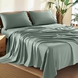 Shilucheng 100% Cotton Queen Size Sheets Set - 1500 Thread Count，Luxury Egyptian Cotton Bed Sheets，5-Star Hotel Quality Sheets, Breathable & Cooling, 16 Inch Deep Pocket - 4 Piece (Sea Glass)