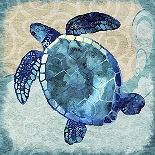 Buyartforless Nautical Sea Turtle 12x12 Art Print Poster Painting by Jill Meyer