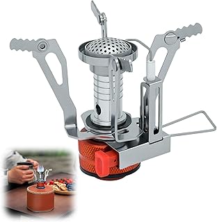 DmDoyy Réchaud À Gaz Pour Camping, Cuisinière Réglable Ultra Léger Portable Propane Poêle Coupe, Pour Randonnée, Trekking, Camping, Pique-nique, Extérieur (orange)