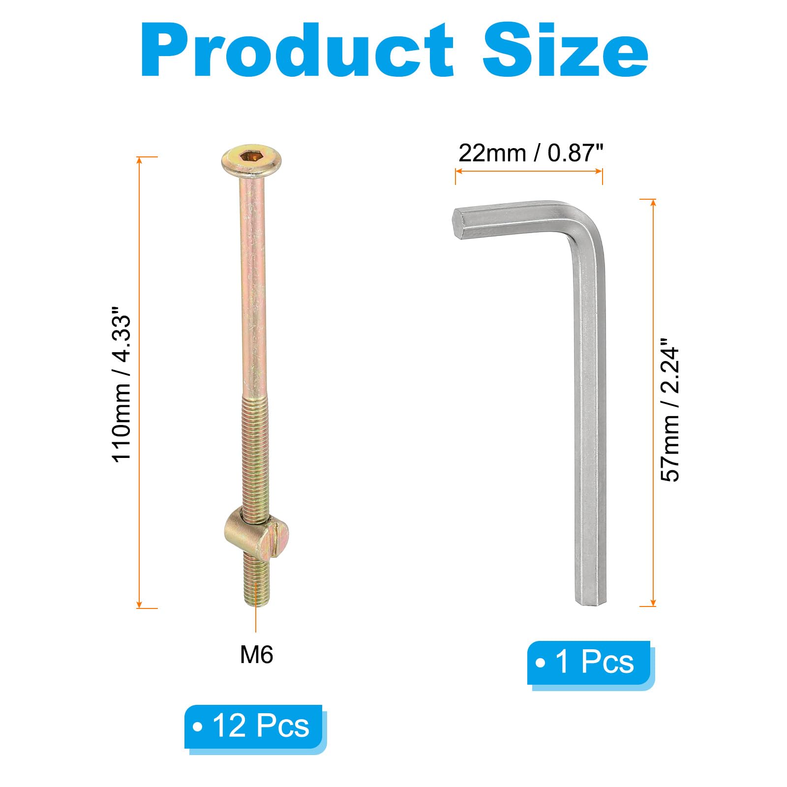 PATIKIL M6 x 110mm Bunk Bed Bolts - Image 2