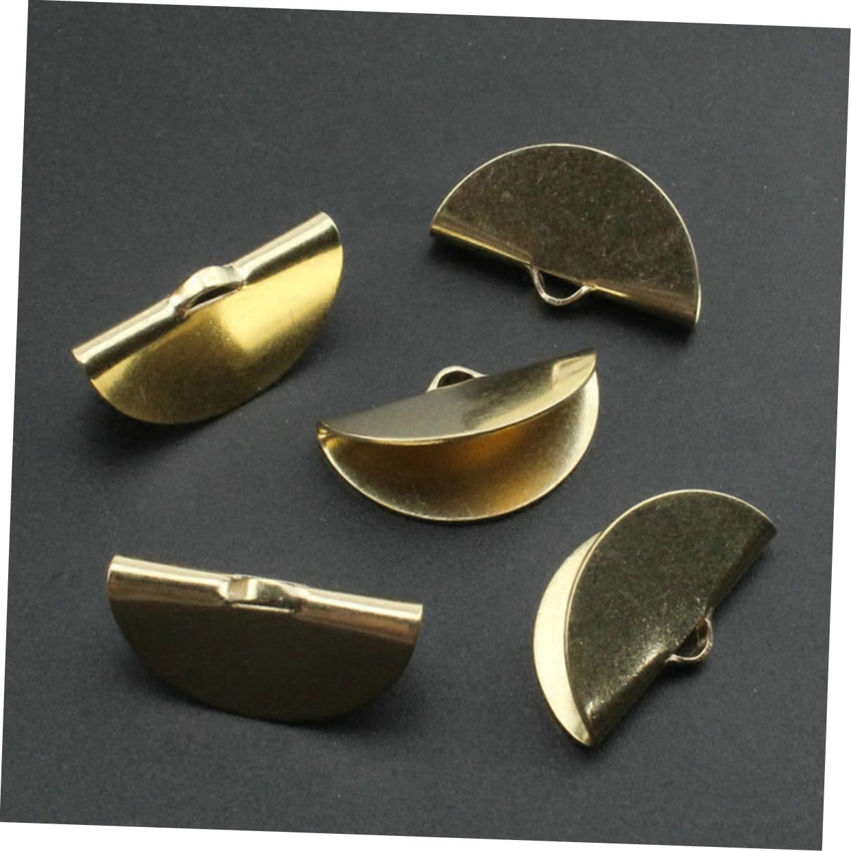 100 Pièces Clips Demi-Rond Doré - Embouts Ruban Pour Bijoux Et Accessoires 20mm