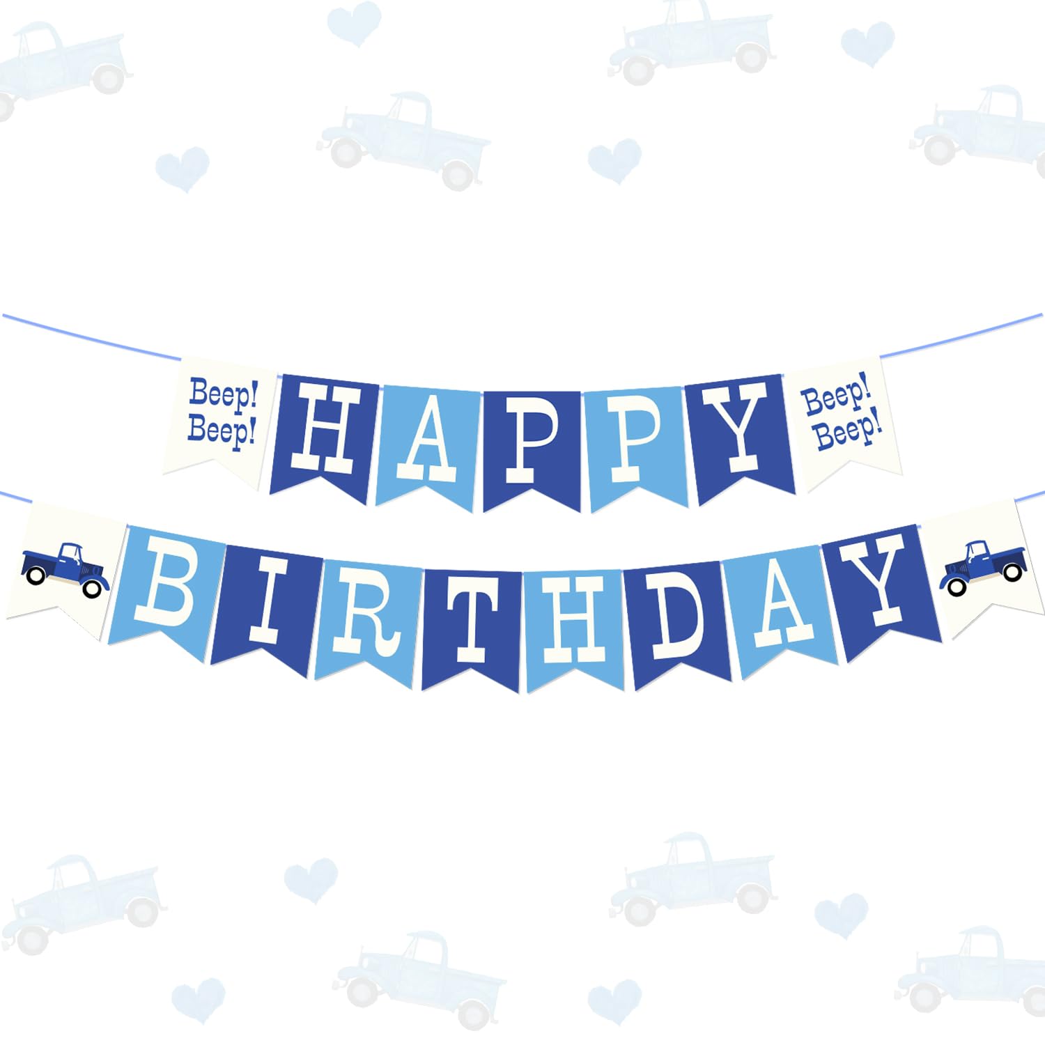Amazon.com: 17Pcs Blue Truck Happy Birthday Banner - Little Blue