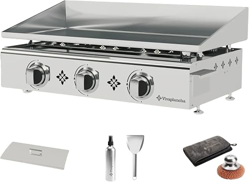Plancha Gasgrill, Edelstahl, massiv, 6 mm dick, Semi-Prof…