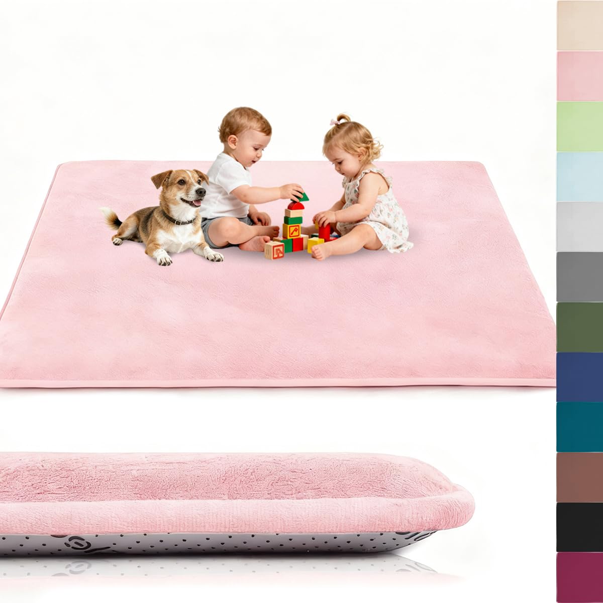 Voxirum Coral Velvet Rug for Children, Crawling Rug Baby, 0.78in Thick Memory Foam Rug, Extra Soft Activity Floor Mat, Non Slip Crawling Mat for Toddlers, Infants, Kids, Yoga Mat, 40 x 60 cm