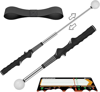 Golf Swing Training Aid - Retractable Grip Trainer with Click Feedback Portable & Right Handed Perfect for Beginners Indoor/Outdoor Use Golf Sure Stance Beginner