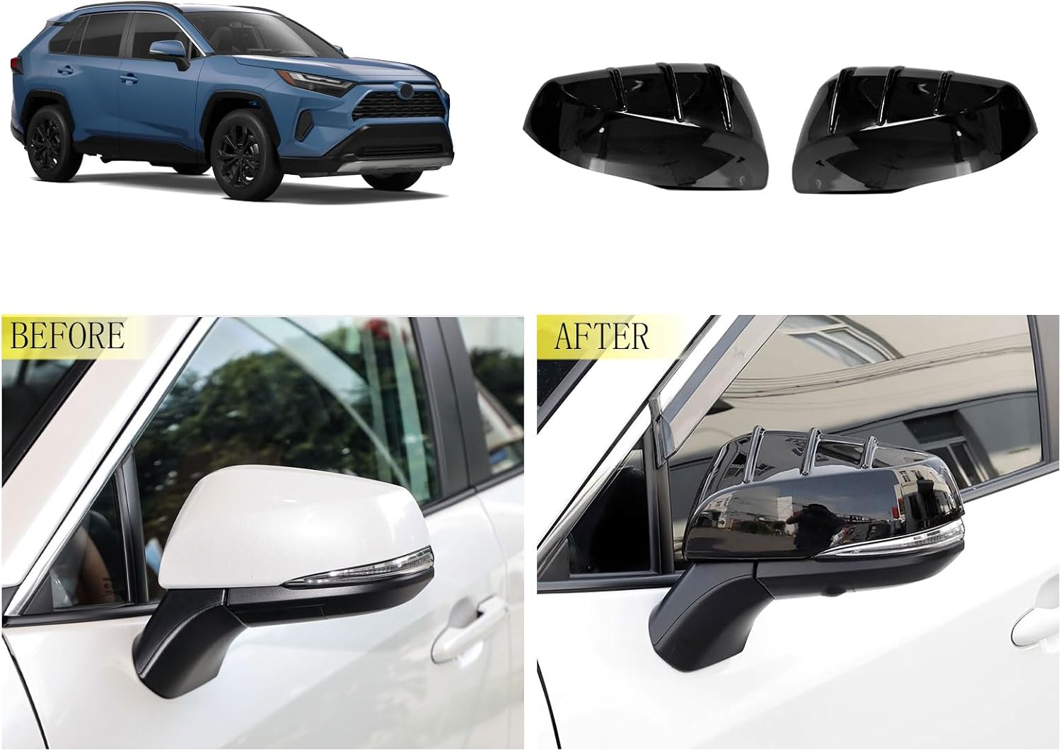 Side View Mirror Cap Cover Compatible With Toyota RAV4 2024 2023 2022 2021 2020 Rearview Mirrors Trim Exterior Car Accessories ABS2PCS(Glossy Black Style)
