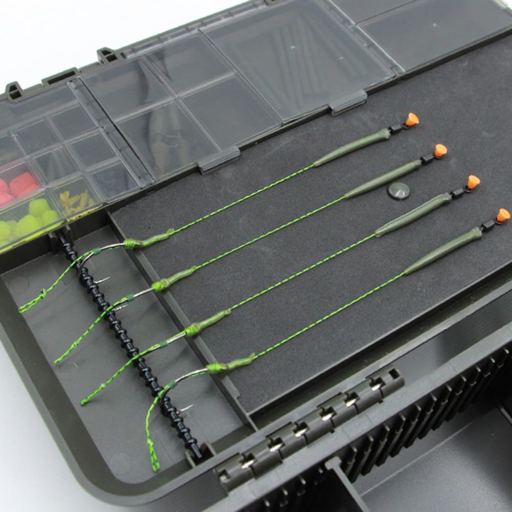 Sistema de caja de almacenamiento de pesca de carpa, kit de caja de aparejos 2+1 con para escala premarcada, múltiples compartimentos y deflectores para accesorios de aparejo