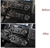 Vista 6 de Keptrim Para interruptores de aire acondicionado F150, perilla de CA VOL, botón de anillo para Ford F150 XLT 2015 2016 2017 2018 2019, aluminio Negro