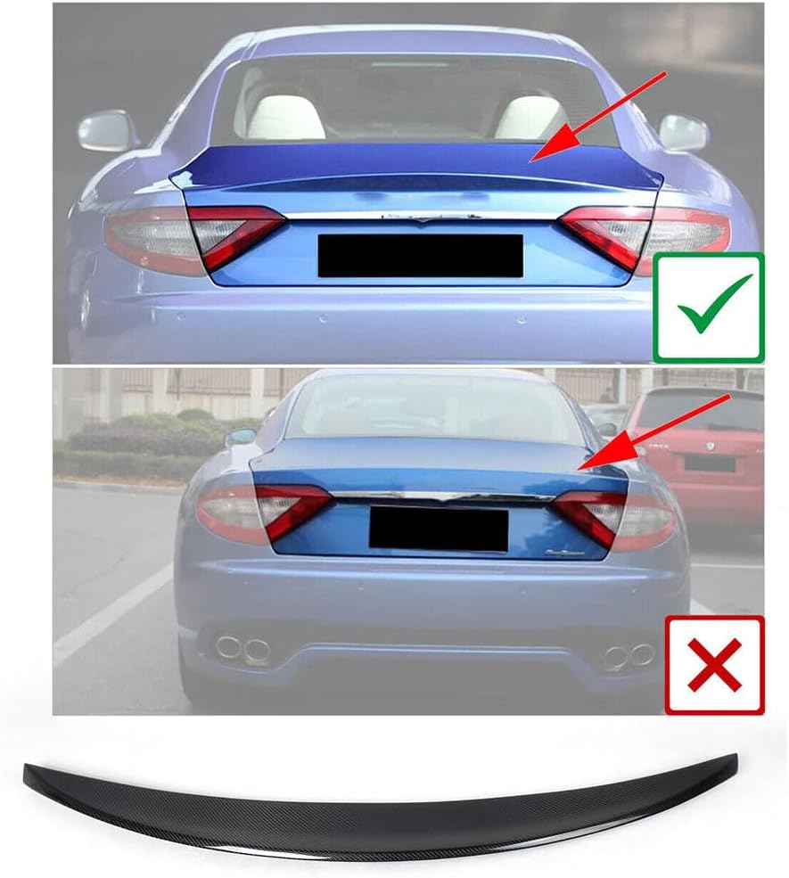MCARCAR KIT Real Carbon Fiber Rear Spoiler for Maserati GranTurismo Coupe 2-Door 2012-2014 Customized CNC Moulding Rear Trunk Spoiler Deck Lip Racing Wing Bodykit