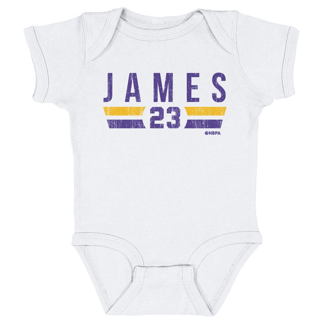500 LEVEL LeBron James One-Piece Infant Bodysuit - LeBron James Los Angeles Font (White, 6M)