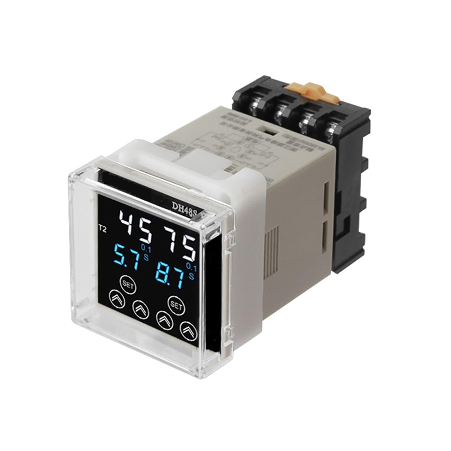 Digital Time Relay DH48S-S 1Z 2Z Programmable Cycle Delay AC220V AC380V DC24V DC12V with Socket Base 8 Pin 0.01S-9999H 1Pcs(DH48S-S AC220V)