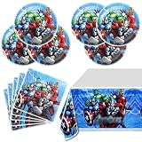 41 pcs Superhero Birthday Party Decorations Supplies,20 Plates + 20 Napkin + 1Tablecloth