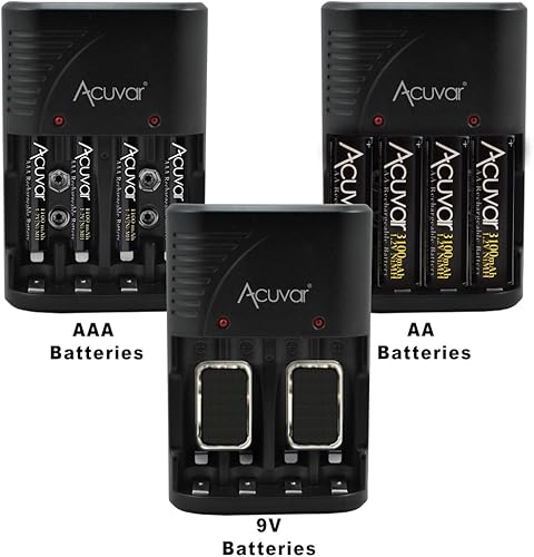 Miniatura 3 de 8 pilas recargables AAA Acuvar + cargador de batería Acuvar 3 en 1 para baterías doble AA, triple AAA y 9V