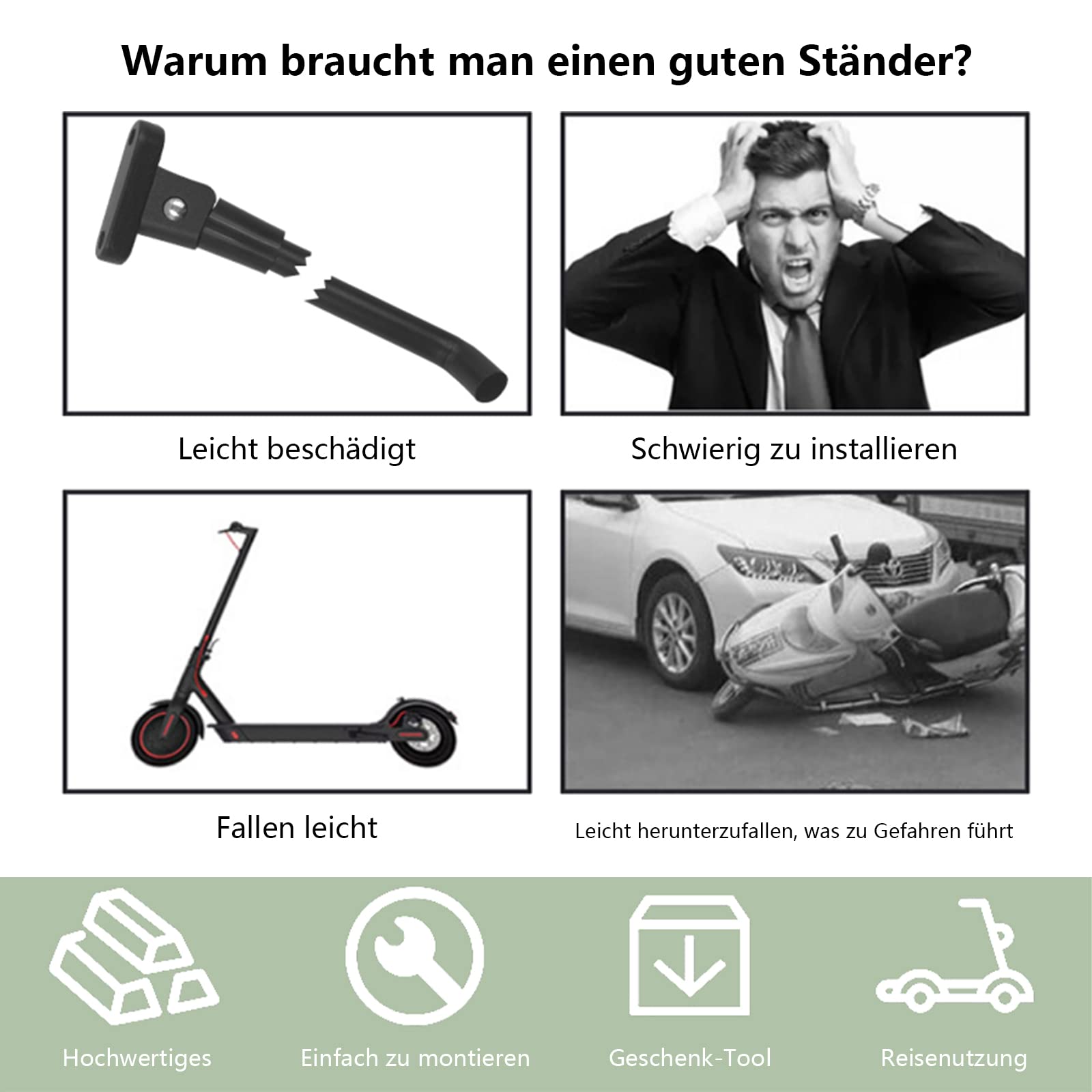 Scooter-Ständer Für Xiaomi M365 / Pro 2 / 1S / Scooter 3 – Stabiler Seitenständer Aus Alu, Erweiterte Bodenfläche – Parken Leicht Gemacht Scooter-Ständer Für Xiaomi M365 / Pro 2 / 1S / Scooter 3 – Stabiler Seitenständer Aus Alu, Erweiterte Bodenfläche – Parken Leicht Gemacht