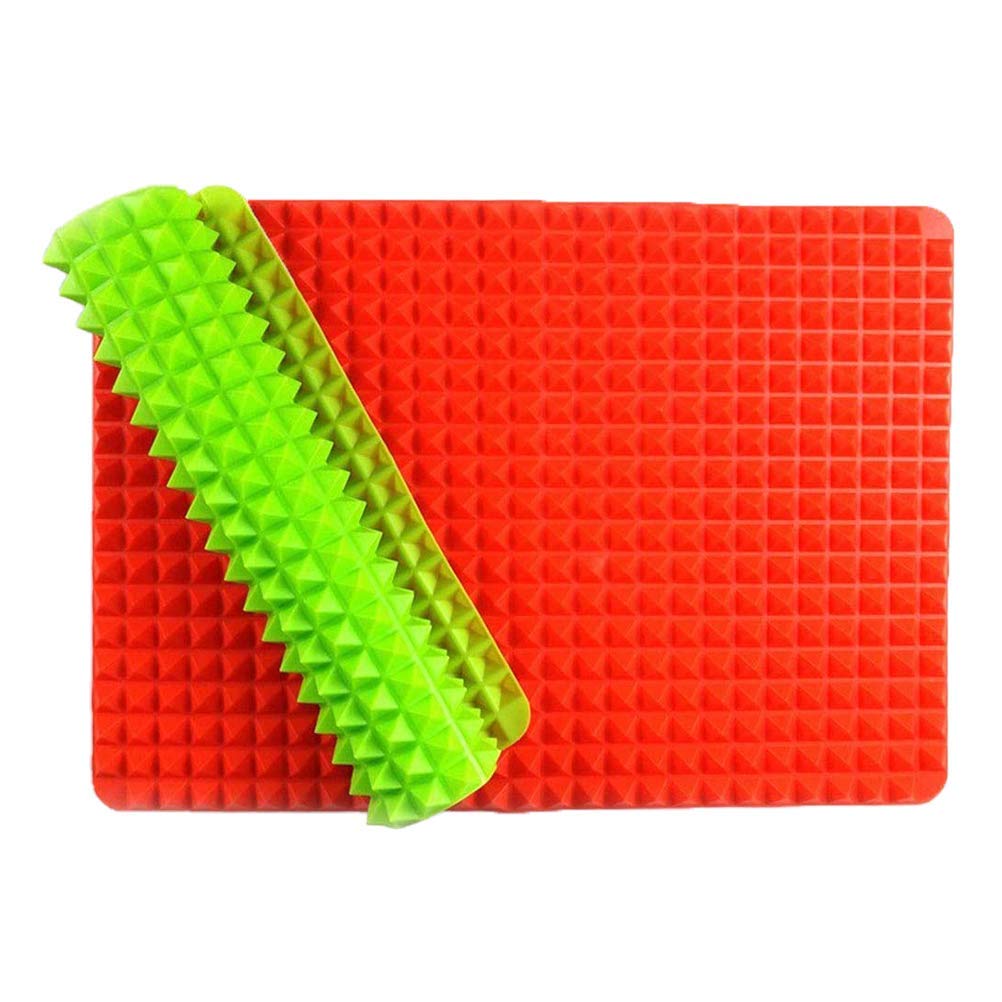 Pyramid Pan Baking Mats 2pcs Heat Resistant Baking Cooking Mat, Reusable Diamond Chef Silicone Mat, for Oven Grilling BBQ