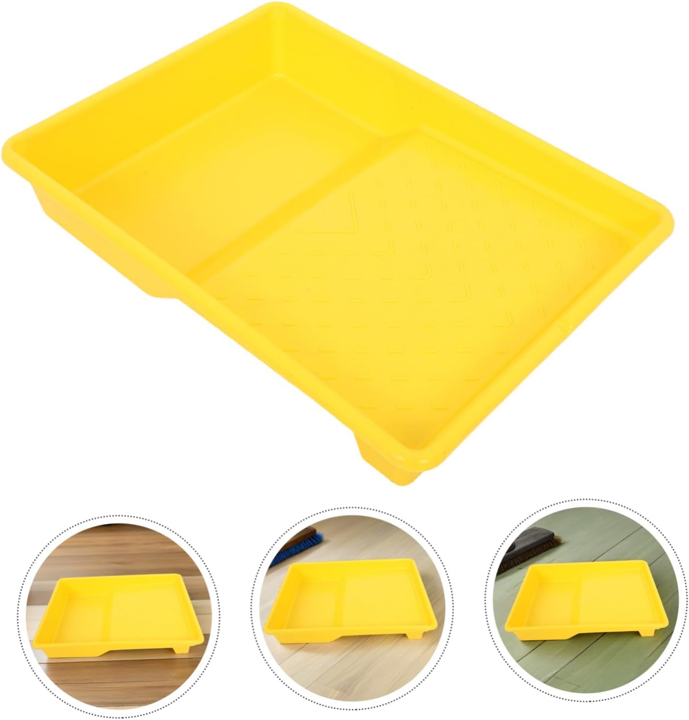 5pcs Reusable Plastic Paint Roller Trays with Paint Mixing Surface for Painting Walls and Creative Art Projects Yellow Pans for Home Improvement and Color Mixing