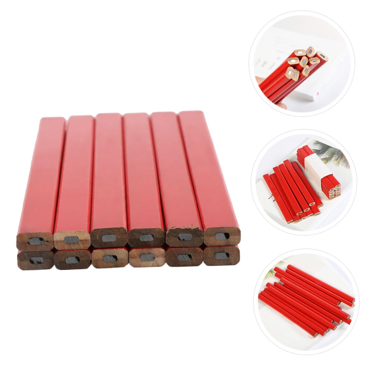 72 Crayons Octogonaux Plats Travail du Bois, Crayons de Charpentier Noirs à Mine Dure, 72 Pièces pour Marquage Chantier, Outil Professionnel pour Menuiserie