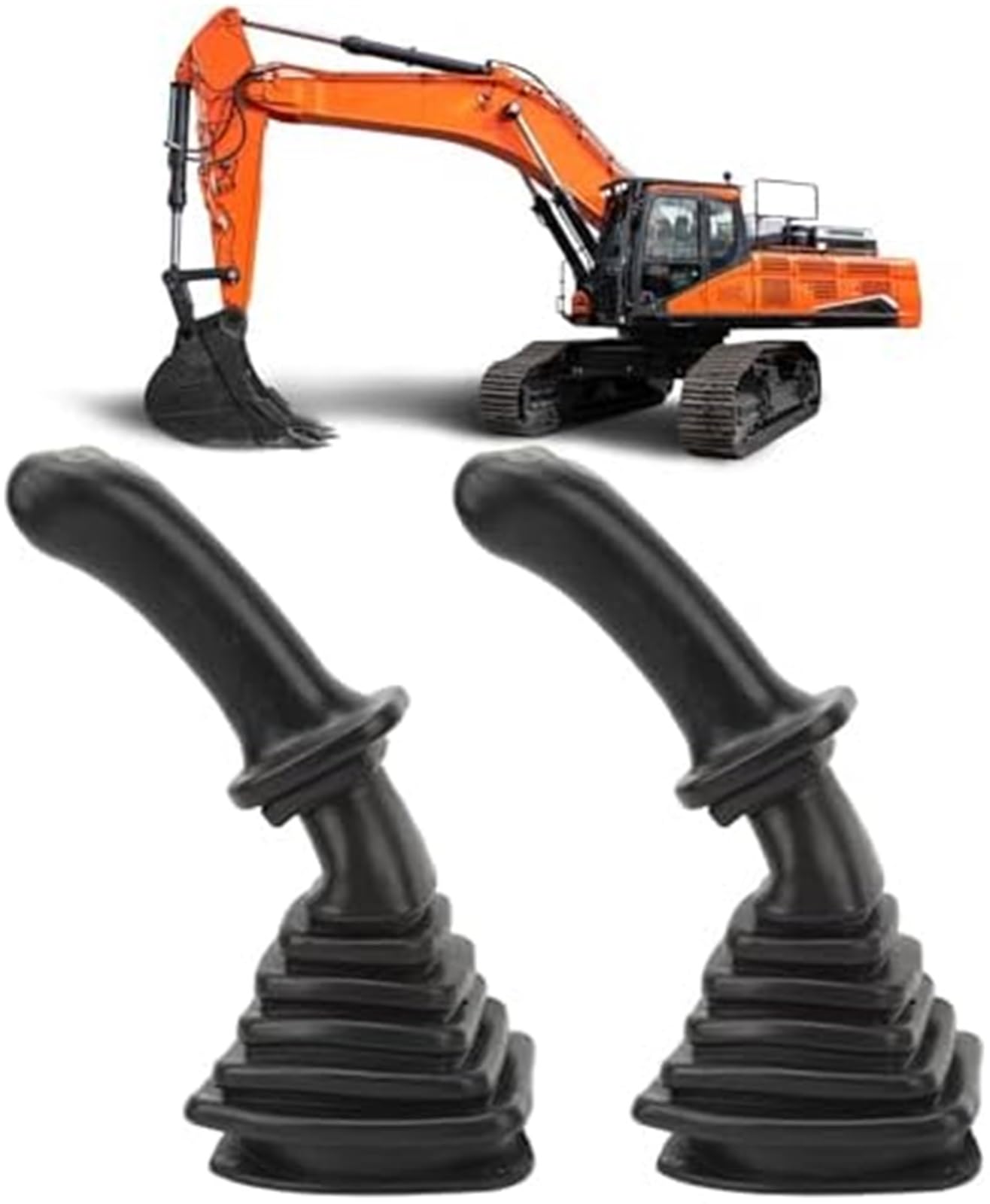 2 szt. 3-przyciskowe uchwyty joysticka do koparki, 3-przyciskowe uchwyty joysticka do koparki z osłoną przeciwpyłową, uchwyty joysticka do koparki, do Doosan DH DX150 215 225 300 370 9C Joysti