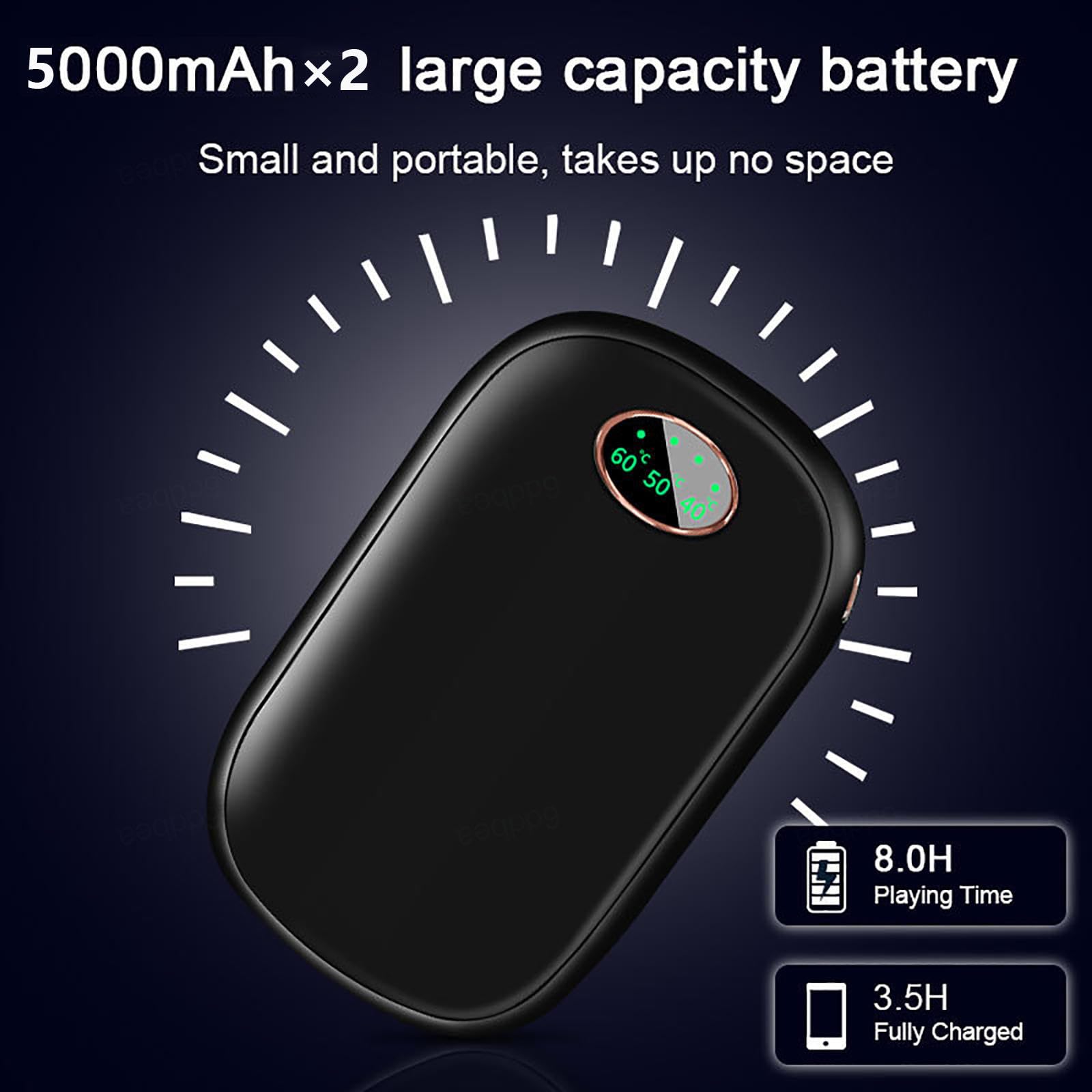 ARTSIM Chauffe Main Rechargeable 2 pcs 10000 mAh, Chauffe Mains Rechargeable 3 Modes De Chauffage avec Lampe Respiratoire/Lampe De Poche pour Le Travail d'hiver,Pêche