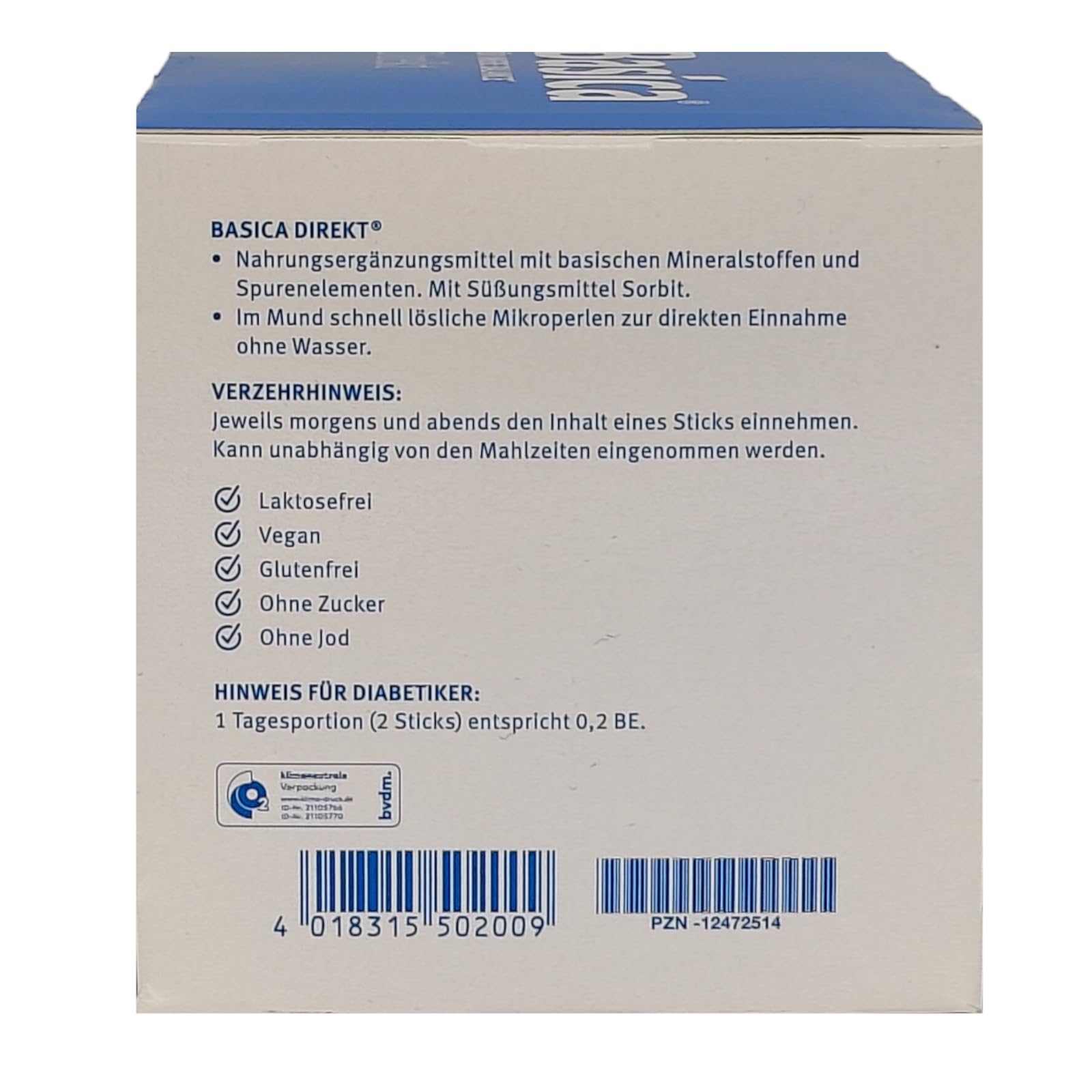 Basica Direkt 2x 80 Sticks I basische Mikroperlen zur direkten Einnahme ohne Wasser I Säure-Basen-Haushalt I Mineralstoffe und Spurenelemente I Spar-Set plus Pharma Perle give-away