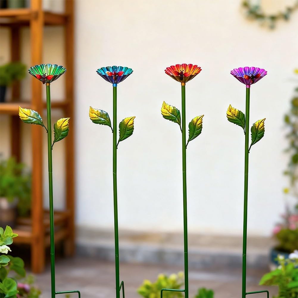 Paletti in metallo 61 cm per mangiatoie per fiori, decorazione da giardino resistente alla ruggine