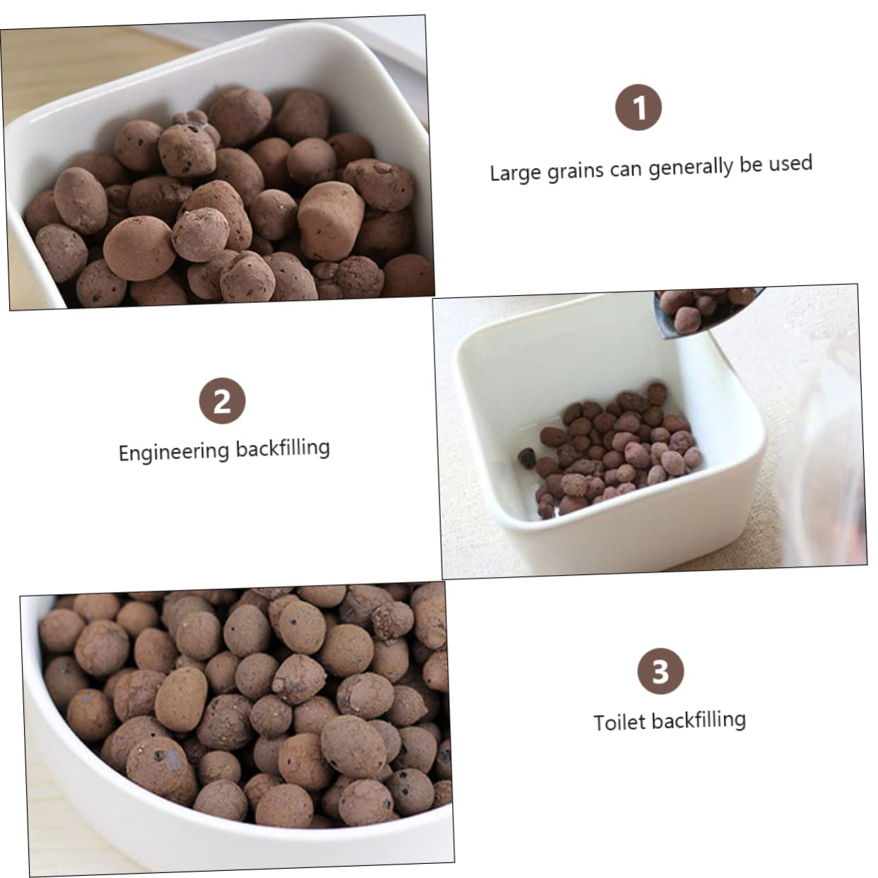 Blähton 1kg Coffee Ton, Atmungsaktives Granulat für Blumentöpfe