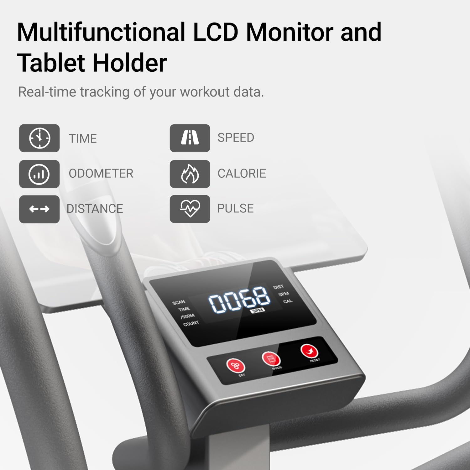 UMAY Ellittica per appartamento, 16 livelli di resistenza, ellittica magnetica silenziosa, manopole per la frequenza cardiaca, ellittical pieghevole con schermo LCD, max. 159 kg