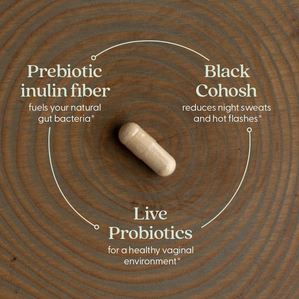 New Chapter All-Flora Probiotic Menopause Balance, Ultra-Concentrated Probiotics for Women with Black Cohosh for Menopause Hot Flashes, 100% Vegan, 30 Vegan Capsules