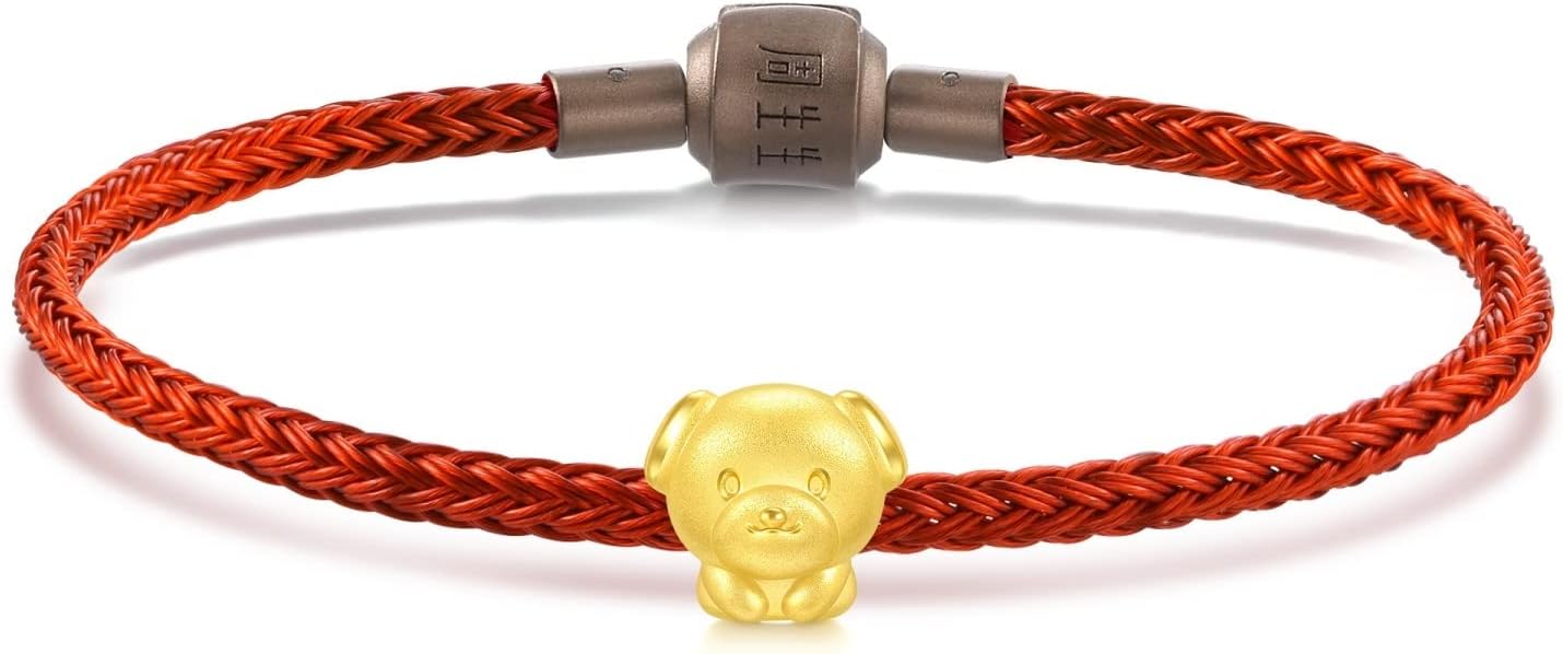 CHOW SANG SANG 999 24K Solid Gold Mini Charm Chinese Zodiac Lovely Cute Animal Mini Charm Bracelet for Women