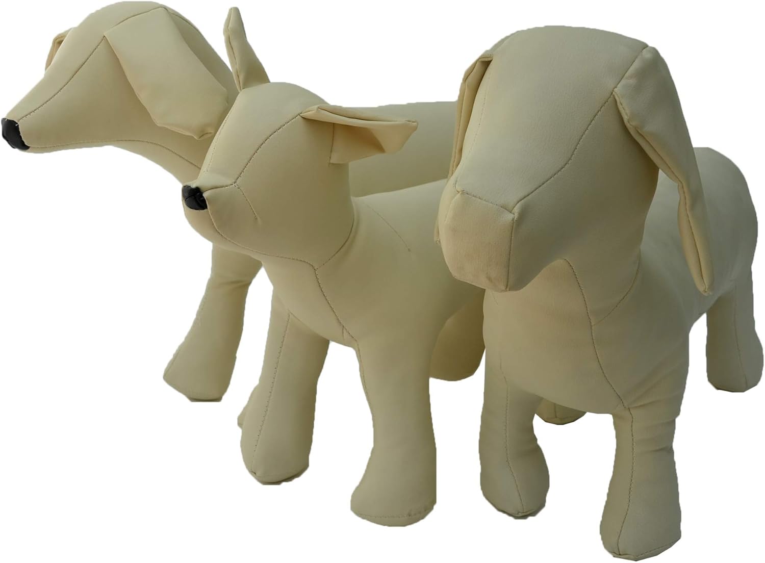 Lovelonglong PU Leather Dog Mannequins Standing Models to Display for Dog Clothing Pet Shop Beige D-S (Dachshund)