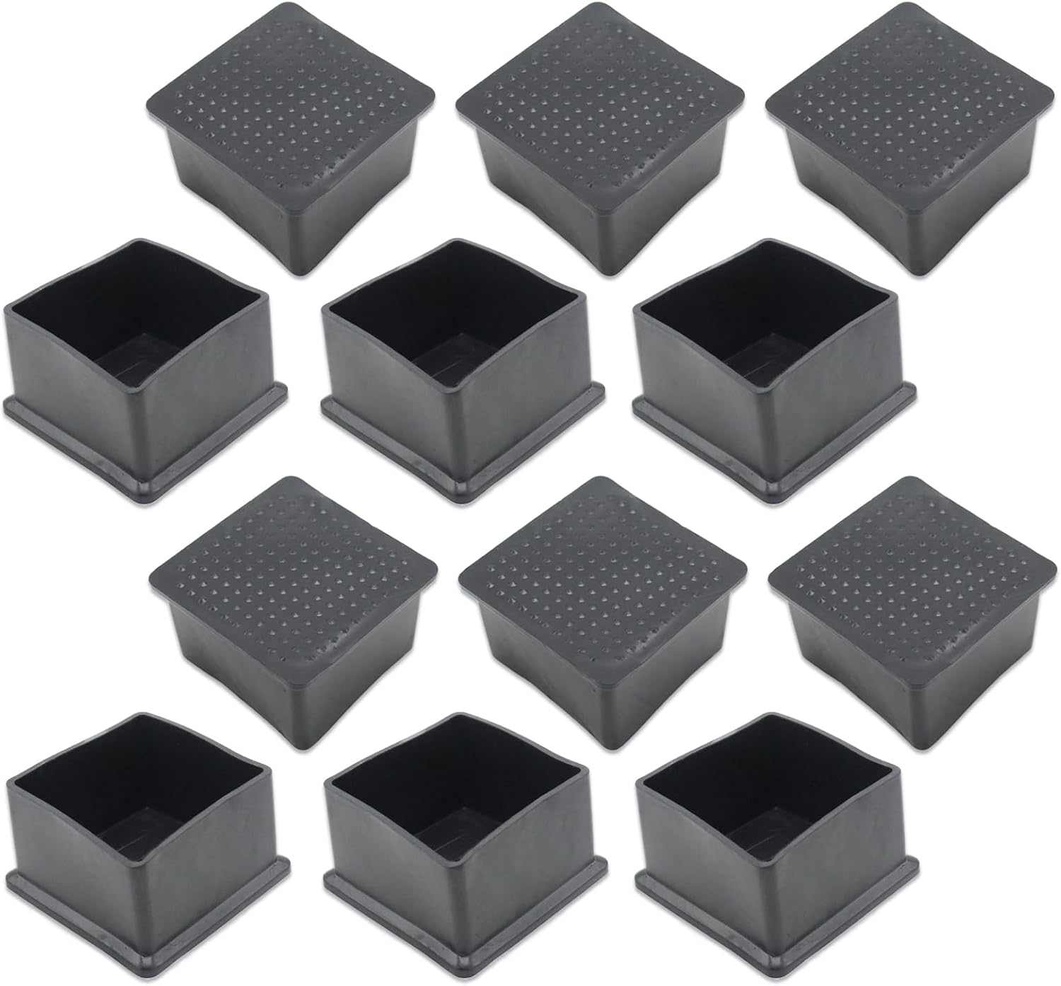 Joyangy 12Pcs Rubber 2inch Square Rubber Furniture Leg Caps, AntiSlip