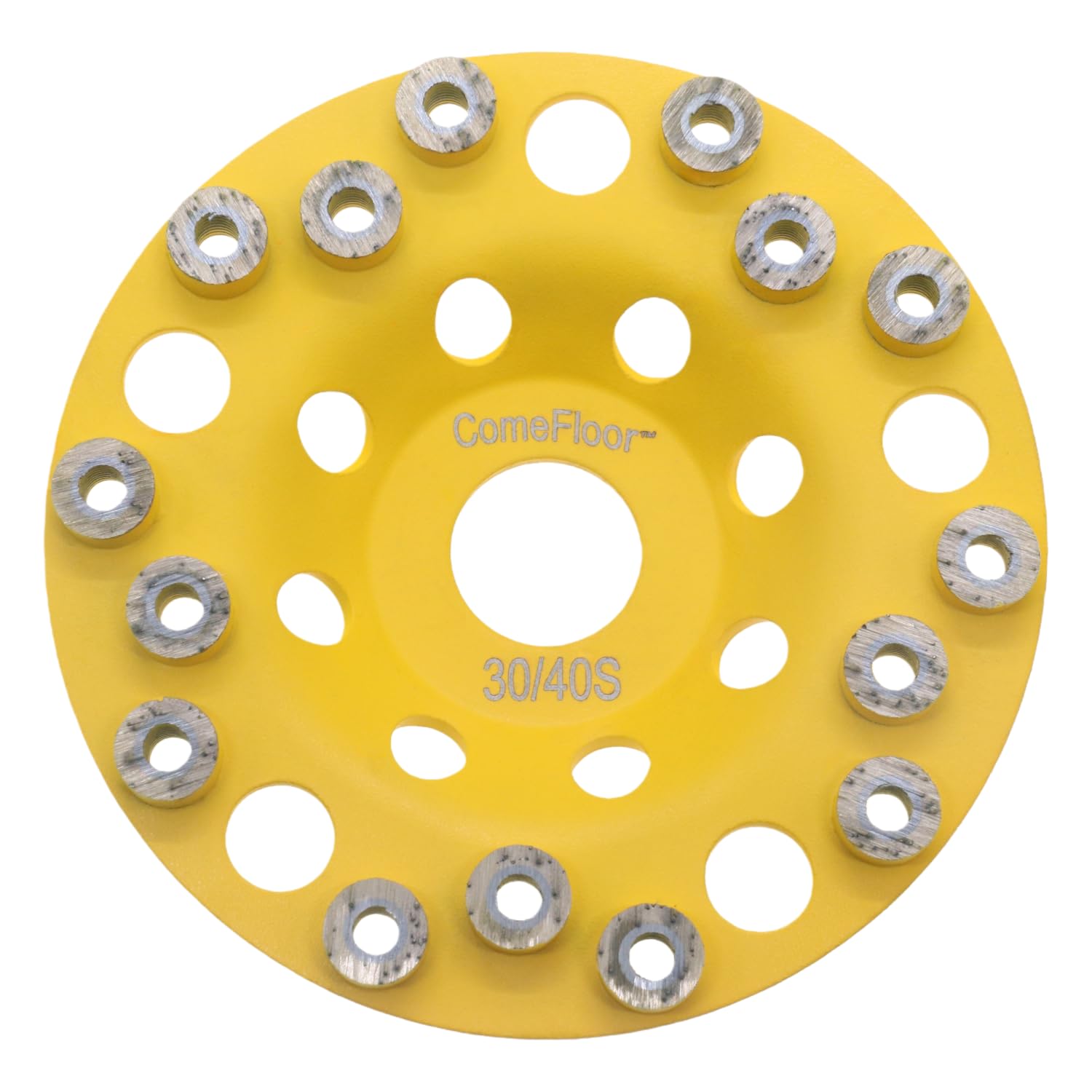Diamond Grinding Cup Wheel for Hard Concrete Floor, Epoxy Coating Removal, 15 Aggressive Honeycomb Dots Segments, 4.5 Inch 7/8" Arbor, 30/40 Grit