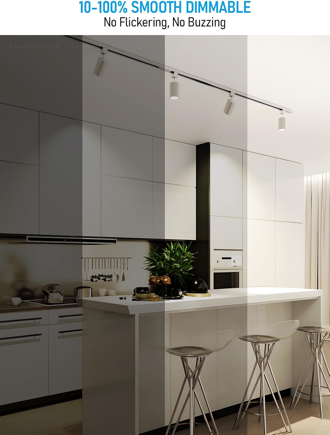 LEONLITE Small Space Series 8.5W LED H Track Lighting Heads, ETL Listed, Dimmable H Track Light Heads for Store Shop Cafe, CRI90, H Track Lighting, 4000K Cool White, Matte White, Pack of 4