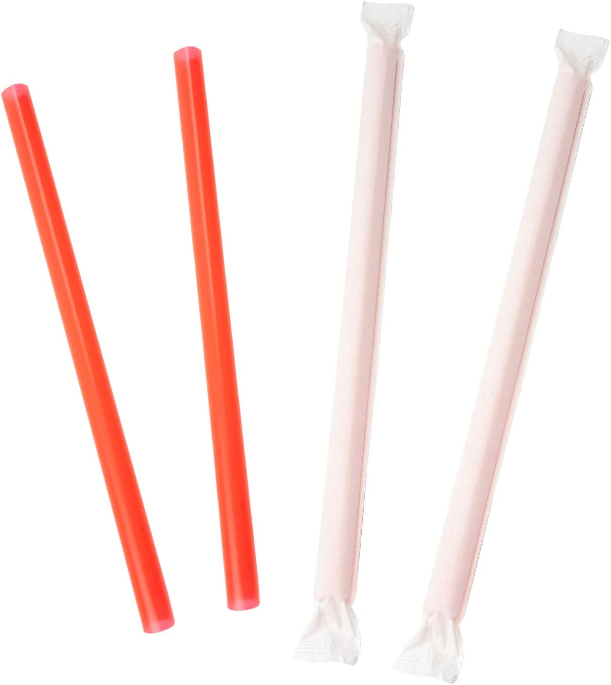 AmerCareRoyal 8.5" Red Poly Colossal Straws, Paper Wrapped, Case of 2000